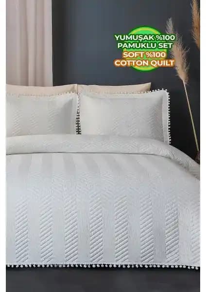 Evlen Home Collection Ponponlu %100 Pamuk Tek Kişilik Yatak Örtüsü ve Pike Takımı Özellikleri