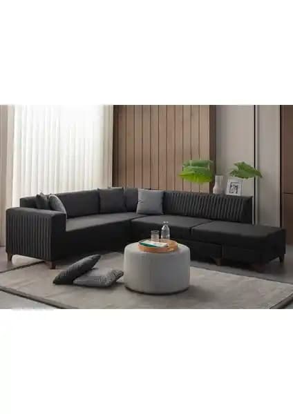 Eymense West Köşe Koltuk Antrasit Keten Modern Tasarım ve Fonksiyonellik