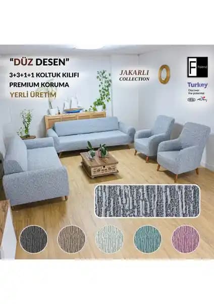 Faiend Jakarlı Düz Desen Esnek Kanepe Kılıfı Modern ve Dayanıklı Koltuk Koruma Çözümü