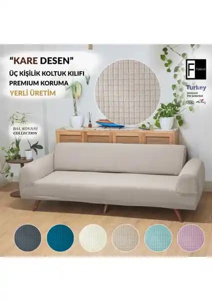 Faiend Vizon Likrali Esnek 3 Kişilik Koltuk Örtüsü Modern ve Koruyucu Tasarım