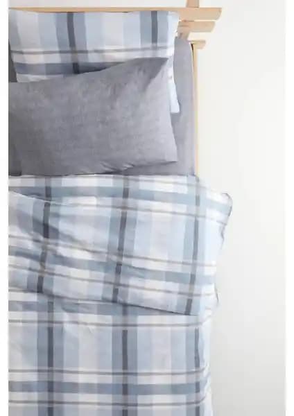 Favora Ekoseli Lastikli Pamuklu Tek Kişilik Nevresim Takımı Modern ve Şık Tasarım