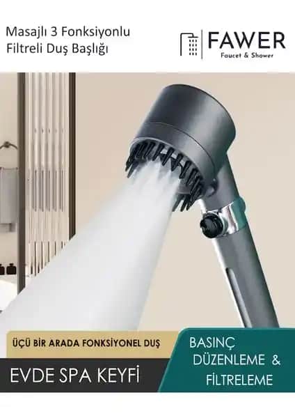 FAWER Çok Fonksiyonlu Duş Başlığı: Su Tasarrufu ve Modern Tasarım Özellikleri