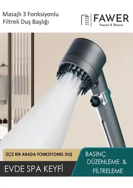 FAWER Çok Fonksiyonlu Duş Başlığı: Su Tasarrufu ve Modern Tasarım Özellikleri