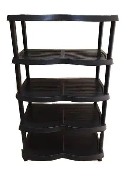 Foldhom Plastik Ayakkabılık ve Terlik Rafı 5 Katlı Siyah Modern Depolama Çözümü