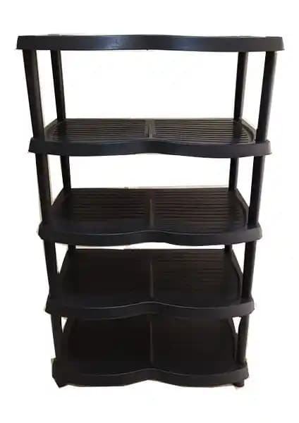 Foldhom Plastik Ayakkabılık ve Terlik Rafı 5 Katlı Siyah Modern Depolama Çözümü