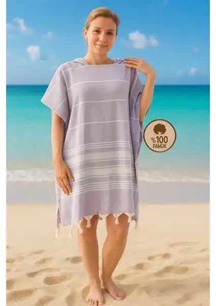 Formeya %100 Pamuklu Yetişkin Peştemal Panço Lila Renk ile Konfor ve Şıklık Sunar