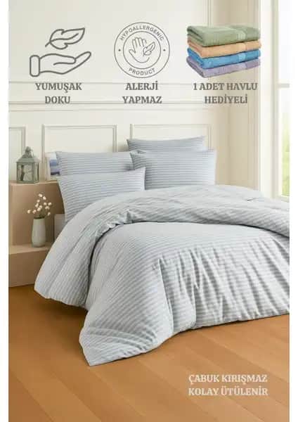 Formeya Çizgili Lastikli Tek Kişilik Nevresim Takımı Üretim ve Tasarım Özellikleri