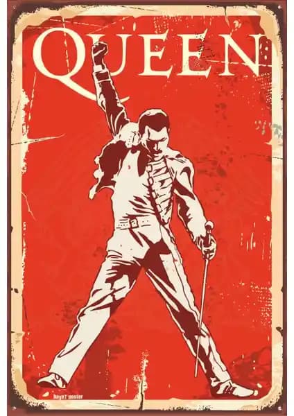 Freddie Mercury Retro Vintage Ahşap Poster Müzik ve Sanat Tutkunları İçin Dekorasyon Seçeneği