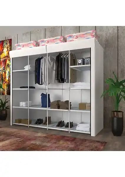 Geniş Hacimli Çift Askılı Bez Dolap Beyaz - Fonksiyonel ve Estetik Çözüm