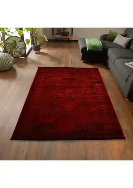 Giza Home Afgan Türkmen Desenli El Dokuma Otantik Salon ve Oturma Odası Halısı 80x150