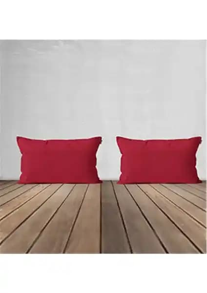 Goccia 2'li Kadife Dokulu Kırlent Kılıfı Kırmızı Şık ve Dayanıklı Ev Dekorasyonu İçin