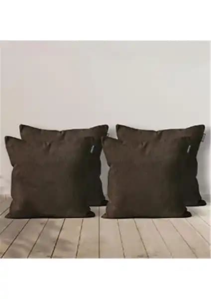 Goccia 4'lü Kadife Dokulu Kırlent Kılıfı Acı Kahve Modern ve Şık Ev Dekorasyonu İçin