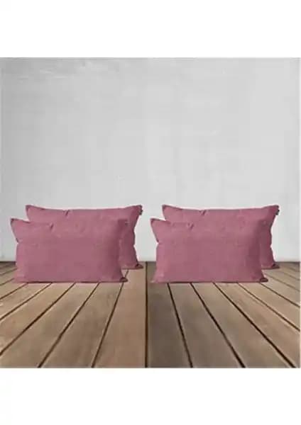 Goccia 4'lü Kadife Dokulu Kırlent Kılıfı Gül Kurusu Modern Ev Dekorasyonu İçin