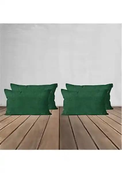 Goccia 4'lü Kadife Dokulu Yeşil Kırlent Kılıfı Estetik ve Dayanıklı Tasarım