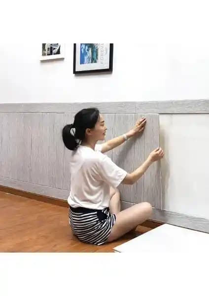 Gri Taş Desenli Kendinden Yapışkanlı Esnek Duvar Paneli Modern İç Mekan Dekorasyonu