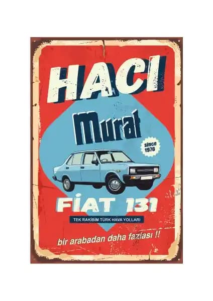 Hacı Murat 131 Klasik Araba Retro Vintage Ahşap Poster Dekoratif Tasarım