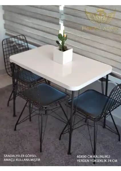 Hakan Aşkın Tasarımı Siyah Metal Ayaklı Modern Balkon ve Mutfak Masası (75-90 karakter)