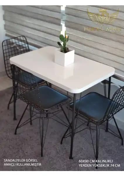 Hakan Aşkın Tasarımı Siyah Metal Ayaklı Modern Balkon ve Mutfak Masası (75-90 karakter)