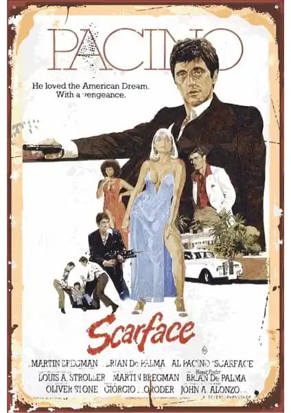 Hayat Poster Al Pacino Scarface Retro Duvar Sanatı 20x30 cm MDF Malzeme