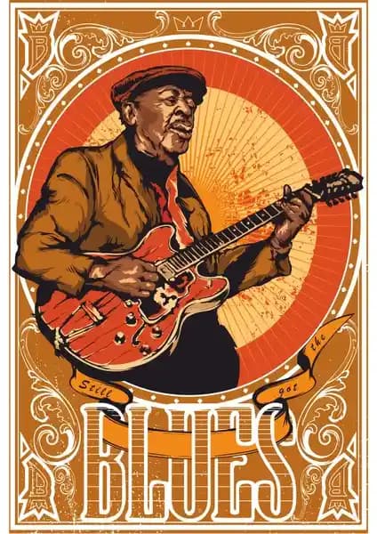 Hayat Poster Blues Retro Vintage Ahşap Poster Dekorasyon İçin Şık ve Dayanıklı Seçenek