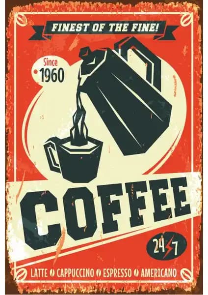 Hayat Poster Coffee Retro Vintage Ahşap Poster Modern ve Nostaljik Dekorasyon İçin Uygun