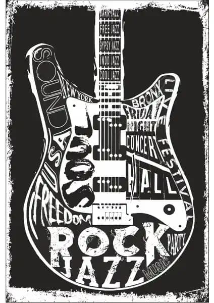 Hayat Poster Gitar Retro Vintage Ahşap Poster Dekoratif Duvar Süsü 20x30 cm