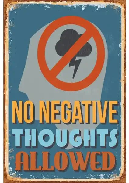 Hayat Poster Olumsuz Düşünceler Yasak Retro Vintage Ahşap Dekorasyon Parçası