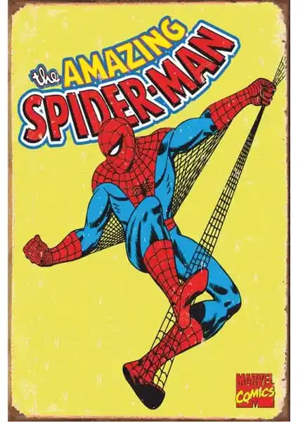Hayat Poster Spiderman Marvel Retro Vintage Ahşap Poster Ev Dekorasyonu İçin Uygun