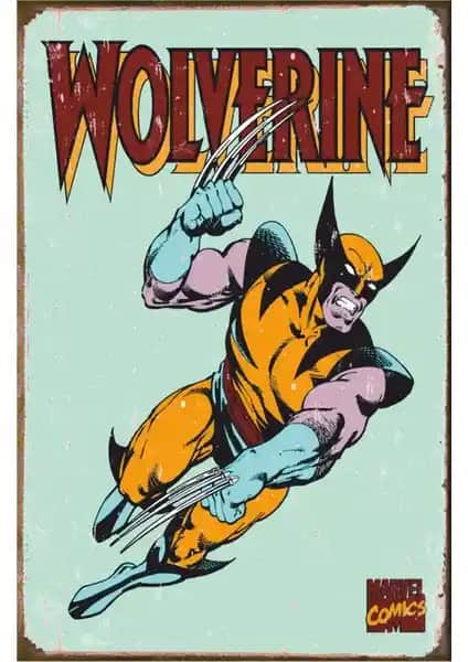 Hayat Poster Wolverine Marvel Retro Vintage Ahşap Duvar Dekoru 20x30 cm