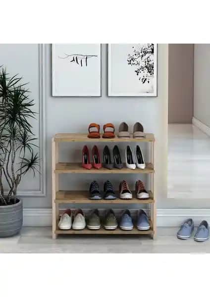 Helsa Çam 4 Raflı Ahşap Ayakkabılık: Estetik ve Fonksiyonellik Bir Arada