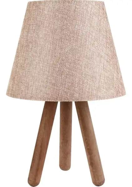 Hepsi Home Luce Üç Ayaklı Ahşap Abajur Gülkurusu Modern ve Şık Tasarım