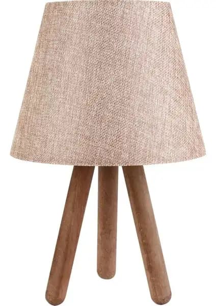 Hepsi Home Luce Üç Ayaklı Ahşap Abajur Gülkurusu Modern ve Şık Tasarım