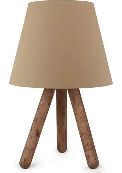 Hepsi Home Pratik Ahşap Üç Ayaklı Abajur Modern ve Dayanıklı Tasarım