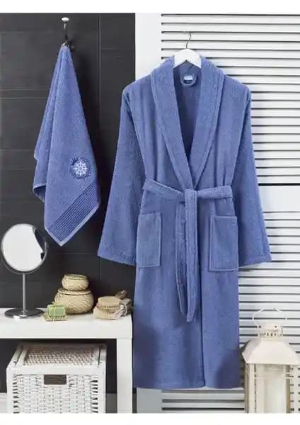 Hepsine Rakip Şalyaka Pamuklu Bornoz Takımı Kadın ve Erkekler İçin Günlük Kullanım