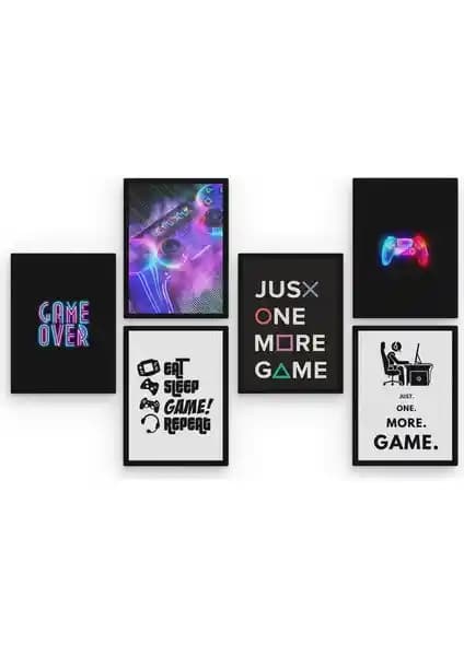 Hero Tasarım Gamer 6 Parça MDF Tablo Modern ve Şık Duvar Dekorasyonu Seçeneği