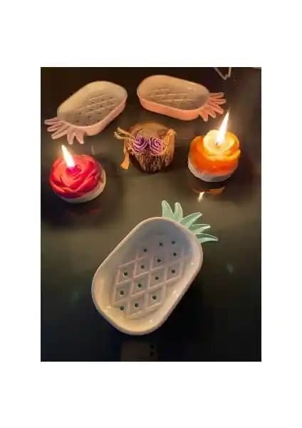 Home Future Ananas Temalı Katı Kuru Sabunluk Modern ve Estetik Banyo Aksesuarı
