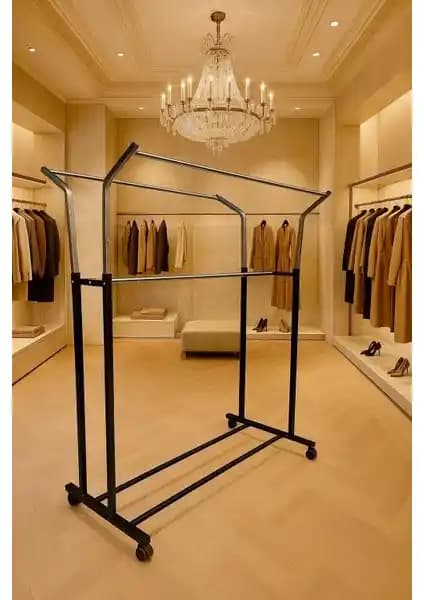 Homebella paslanmaz metal konfeksiyon elbise askılığı dayanıklı ve ayarlanabilir tasarım