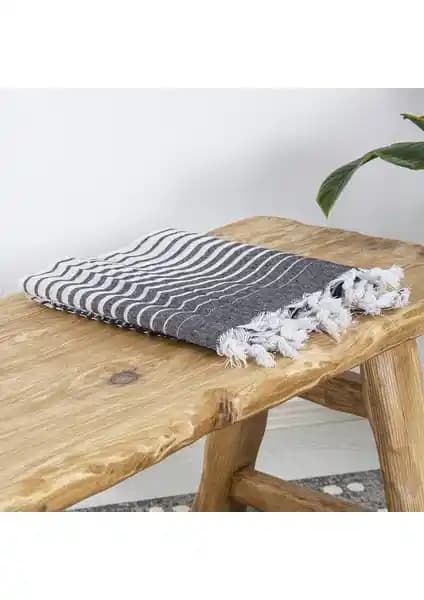 Homedius Alagra Siyah Pamuk Peştamal 100x170 cm Konfor ve Şıklık Sunar