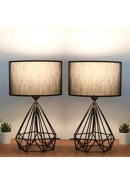 Homing Vienna Siyah Kumaş Metal Abajur Seti Modern ve Şık İç Mekan Aydınlatma Çözümü