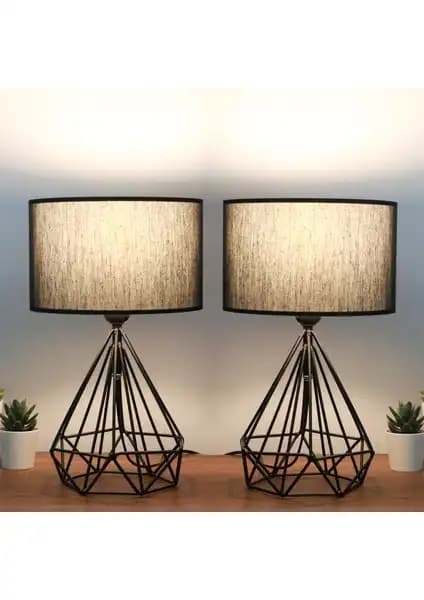 Homing Vienna Siyah Kumaş Metal Abajur Seti Modern ve Şık İç Mekan Aydınlatma Çözümü