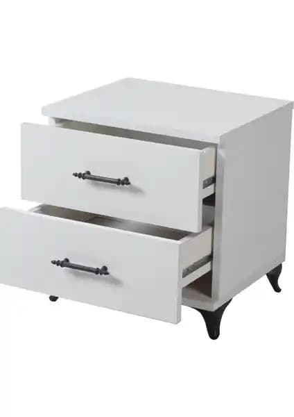 İdemo Mobilya 2 Çekmeceli Beyaz Komodin Modern ve Fonksiyonel Tasarım