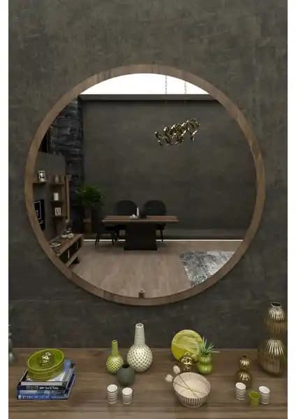 İkizler Çeyiz Merlin Dekoratif Konsol Aynası Ceviz Renkli Modern ve Şık Tasarım