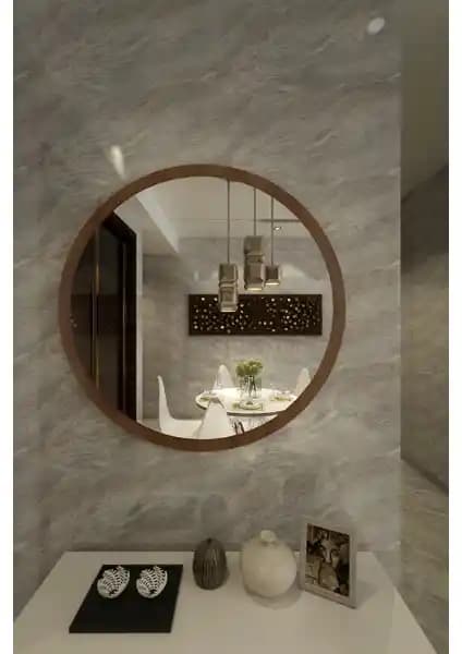 İkizler Çeyiz Wendy Dekoratif Konsol Aynası Ceviz Renkli Modern Ev Dekorasyonu İçin