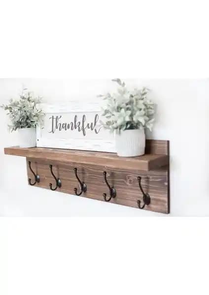 İnce Çizgi Ahşap Raflı Duvar Askılığı: Şık ve Dayanıklı Modern Dekorasyon Aksesuarı