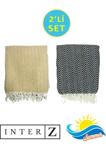 INTER Z 2'li Peştemal Plaj Havlusu Seti Şık ve Çok Yönlü Kullanım İçin Uygun