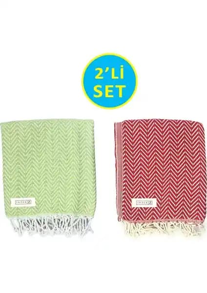 INTER Z 2'li Peştemal Seti Plaj ve Seyahat İçin Çok Yönlü Pamuklu Havlu