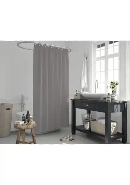 Jackline Polyester Kumaş Banyo Perdesi Gri Renk 180x200 cm Modern ve Dayanıklı Tasarım