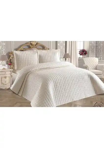 Kadınca Dükkan Çift Kişilik Krem Yatak Örtüsü Estetik ve Konfor Sunar