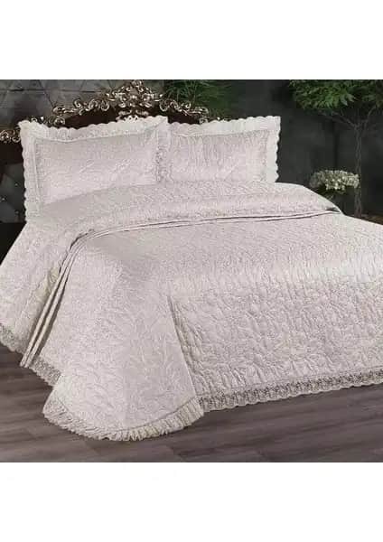 Kadınca Dükkan Elif Çift Kişilik Güpürlü Yatak Örtüsü Takımı Yüksek Kalite ve Şıklık