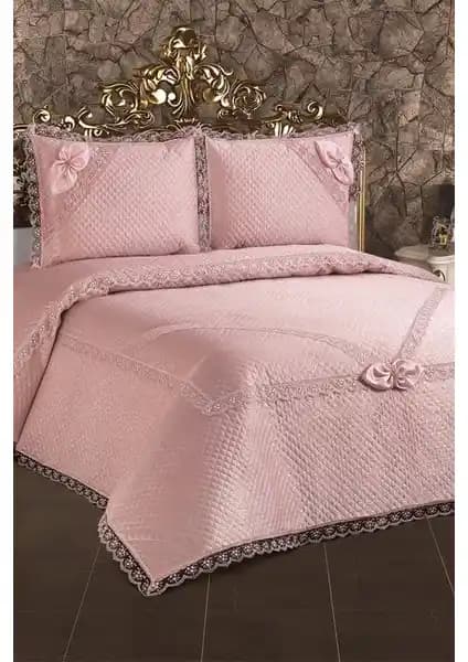 Kadınca Dükkan Kapitone Fransız Güpürlü Çift Kişilik Yatak Örtüsü Takımı